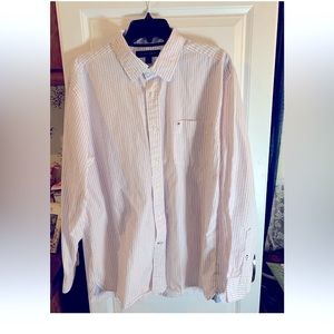 tommy hilfiger long sleeve button down mens size L white/black pin striped NEW